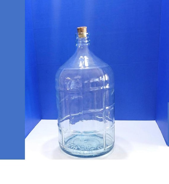 Vintage Large 5 Gallon Blue Glass Jug with Cork Stopper Crisa Made in Mexico