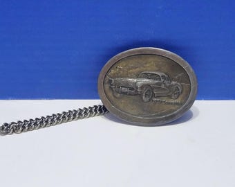 Vintage 1957 Chevrolet Corvette Belt Buckle with Chain