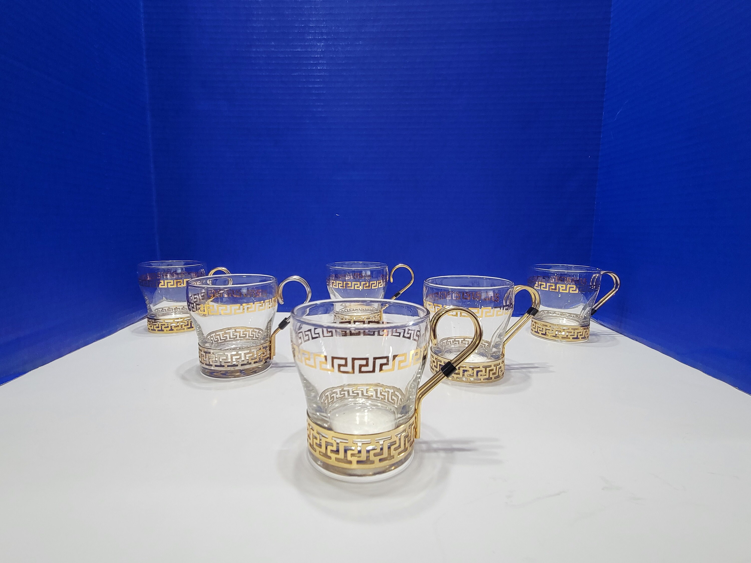Vintage Libbey Gold Greek Key Glasses Set of 6