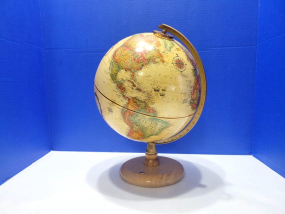 Vintage Small Desktop Beige World Globe