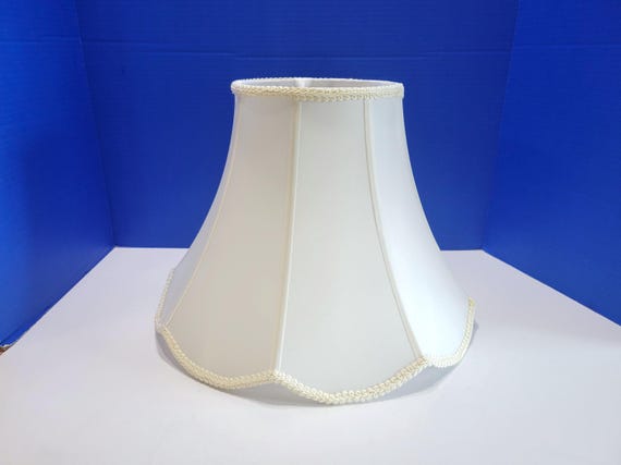 Vintage White Bell Shaped Lamp Shade with Trim