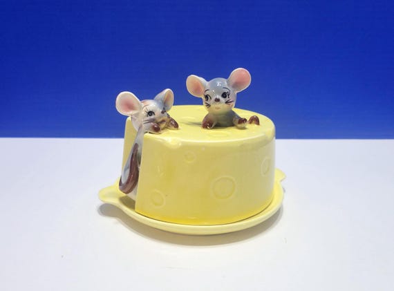 Vintage Tilso Japan Covered Cheese Dish with Mice