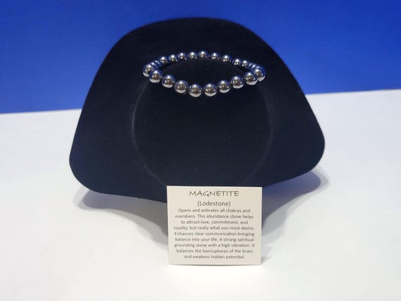 Vintage Magnetite Beaded Bracelet Lodestone for Balance and Grounding