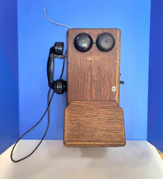 Antique Wood Hand Crank Wall Telephone