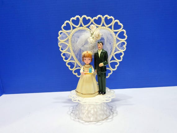 Vintage War Time Plastic Cake Topper with Nurse and Soldier