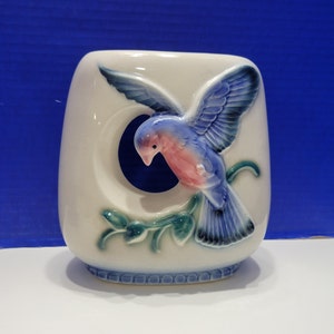 Vintage Royal Copley Pottery Vase Blue Bird