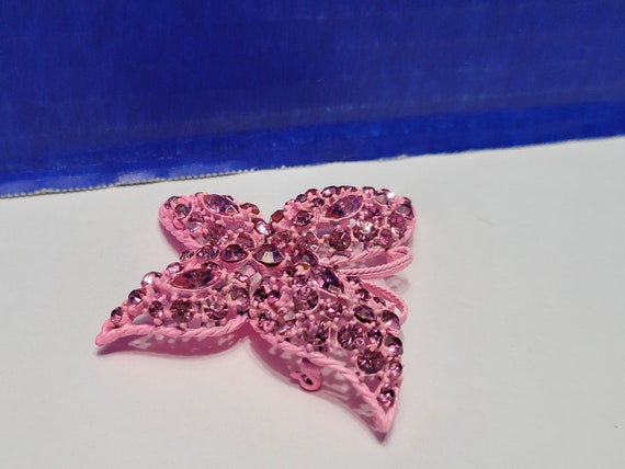 Vintage Bubble Gum Pink Butterfly Brooch with Spa… - image 6