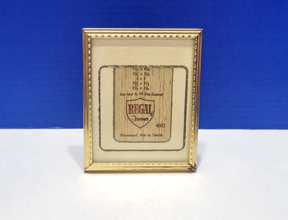 Vintage Small Rectangular Brass Standing Frame with Mat