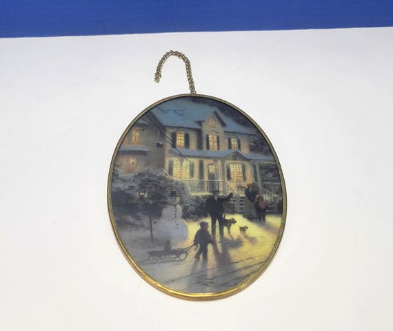 Vintage Thomas Kinkade Victorian Snow Scene Sun Catcher