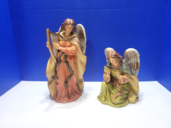 Vintage Grandeur Noel Large Porcelain Angel Figure Pair
