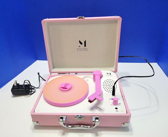 Vintage Pink Portable Mini Suitcase Turntable Record Player