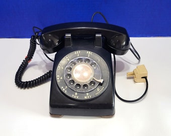 Vintage Black Rotary Desk Telephone Bell System by Western Electric