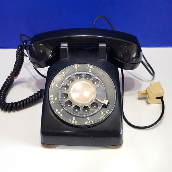 Vintage Black Rotary Desk Telephone Bell System by Western Electric