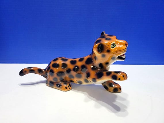Vintage Spotted Cheetah Ceramic Figurine