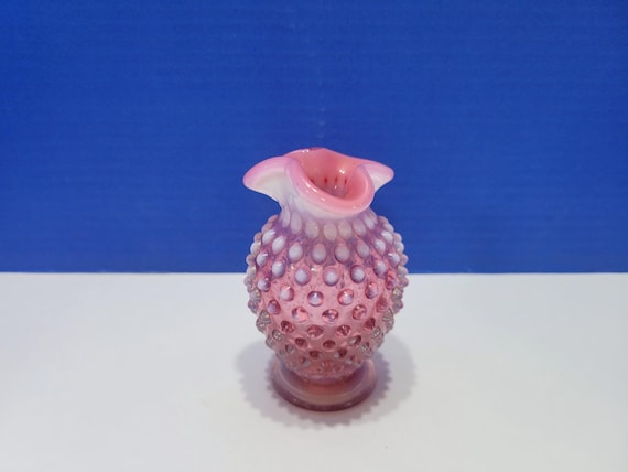 Vintage Cranberry Hobnail Small Glass Vase