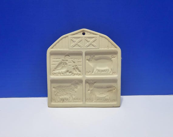 Vintage Pampered Chef Farmyard Friends Stoneware Cookie Mold