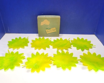 Vintage Protecto Mats Silicon Green Flower Coasters Set in Box