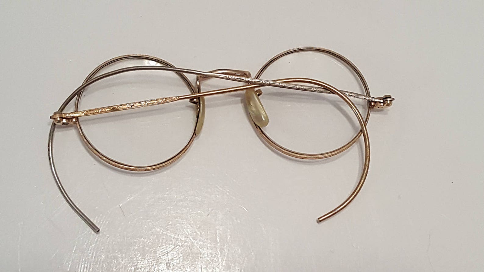 Antique Round Wire Rimmed Glasses 12k Gold Filled Steampunk Etsy