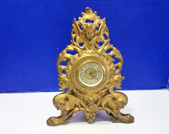 Vintage Gold Resin Cherub Wind Up Clock Made in Germany Minxie