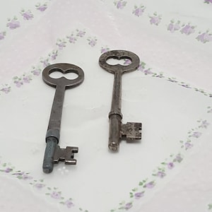 2 Antique Long Metal Skeleton Keys