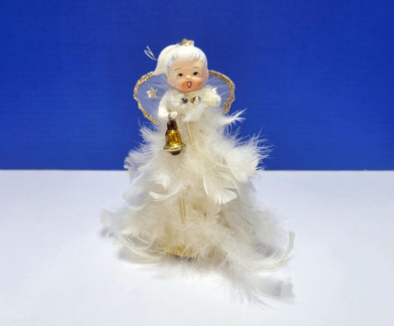 Vintage White Feather Angel Tree Topper