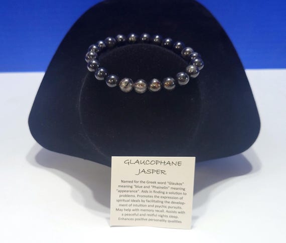 Vintage Glaucophane Jasper Beaded Bracelet for Peace