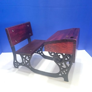 Vintage Cast Iron Wood Doll School Desk