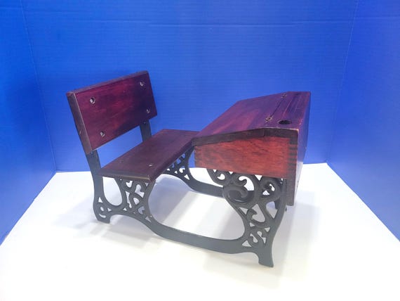 Vintage Cast Iron Wood Doll School Desk
