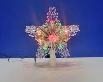 Adorno navideño vintage multicolor con forma de copo de nieve para la cima del árbol de Navidad