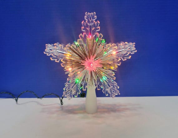 Vintage Snowflake Multicolor Lighted Christmas Tree Topper