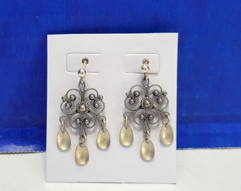 Vintage Norwegian Solje Chandelier Earrings 925 Sterling