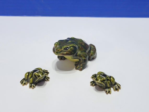 Vintage Ceramic Green Frogs Figure Lot of 3