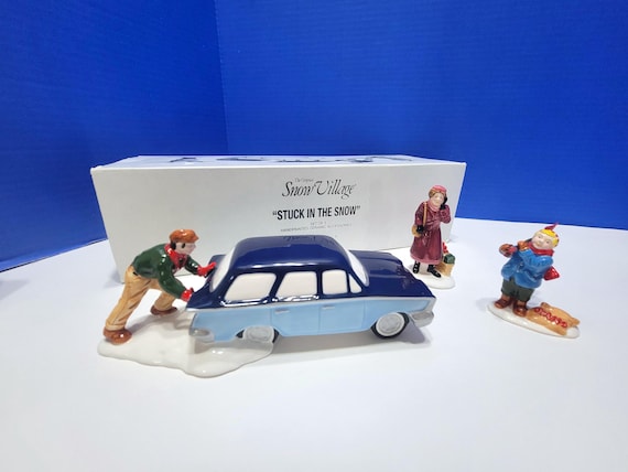 Vintage Department 56 Snow Village Stuck in the Snow Figurine Lot