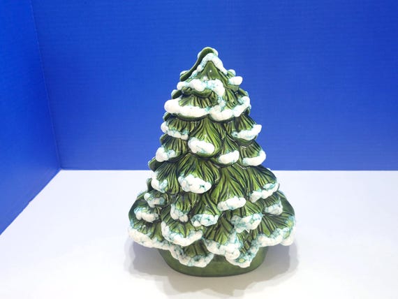 Vintage Holland Mold Snowy Christmas Tree Ceramic Napkin Holder