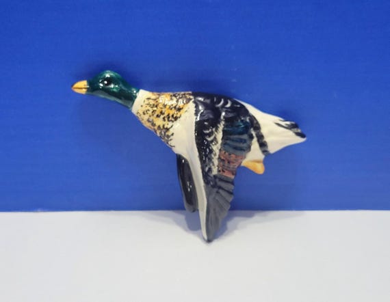 Vintage Mallard Duck Ceramic Wall Hanging Figurine
