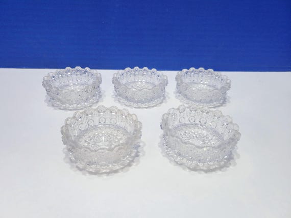Vintage Round Crystal Salt Cellars Set of 5