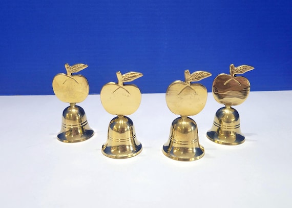 Vintage Brass Apple Bells Lot of 4 Made in India