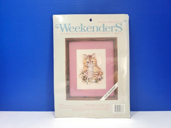Vintage Weekenders Orange Cat in Flowers Cross Stitch Kit
