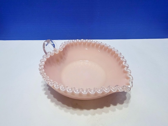 Vintage Fenton Pink Heart Shaped Silvercrest Glass Candy Dish