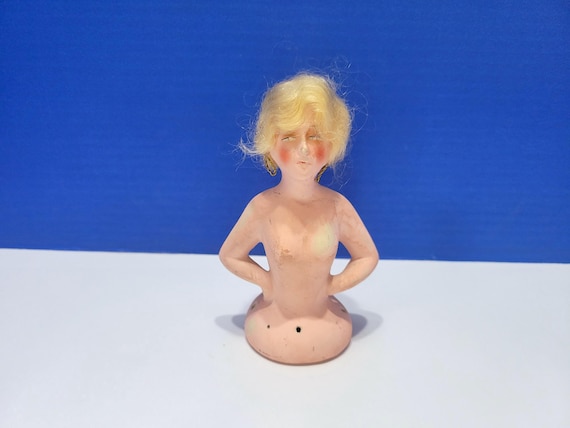 Antique 1920s Chakware Budoir Half Doll Blonde Hair