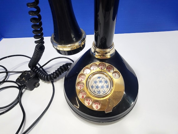 1973 Vintage Black Candlestick Telephone Americana Rotary Dial - Etsy