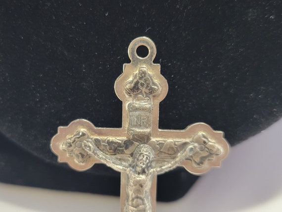 Vintage Ornate Crucifix Pendant Silver Metal Made… - image 3