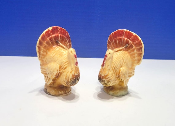 Pair Vintage Gurley Thanksgiving Turkey Wax Candles