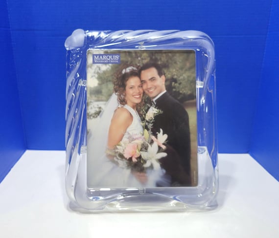 Vintage Marquis by Waterford Crystal Picture Frame with Frosted Heart 8x10