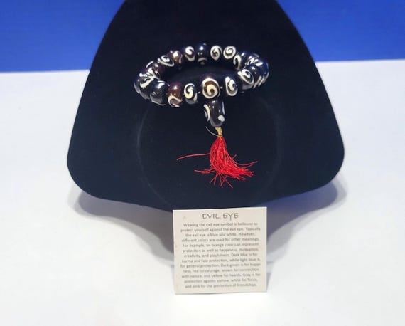 Vintage Tibetan Evil Eye Stretch Bone Beaded Bracelet for Protection