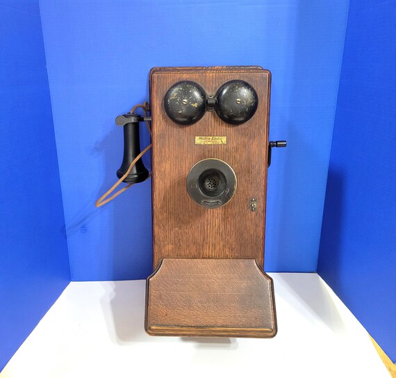 Antique Western Electric Wood Hand Crank Wall Telephone