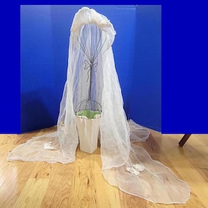 Antique Tiered Wedding Veil with Lace Butterflies