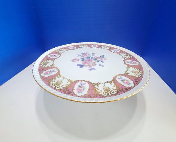 Antique AK Kaiser German Porcelain Cake Stand Pink Roses
