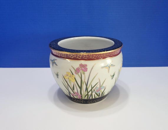 Vintage New England Pottery Koi Fish Small Planter Pot