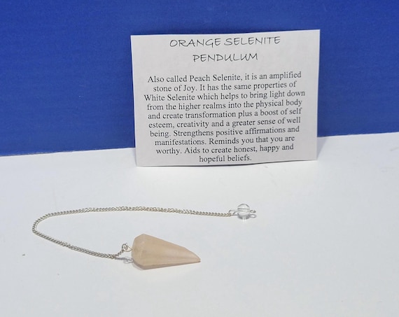 Vintage Orange Selenite Pendulum for Dowsing
